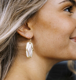 Kendra Scott Elle Lattice Frame Drop Earring Gold Ivory Mother of Pearl