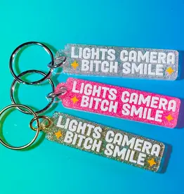 The Hissin Kitten Lights Camera Bitch Smile Glitter Swiftie Keychain