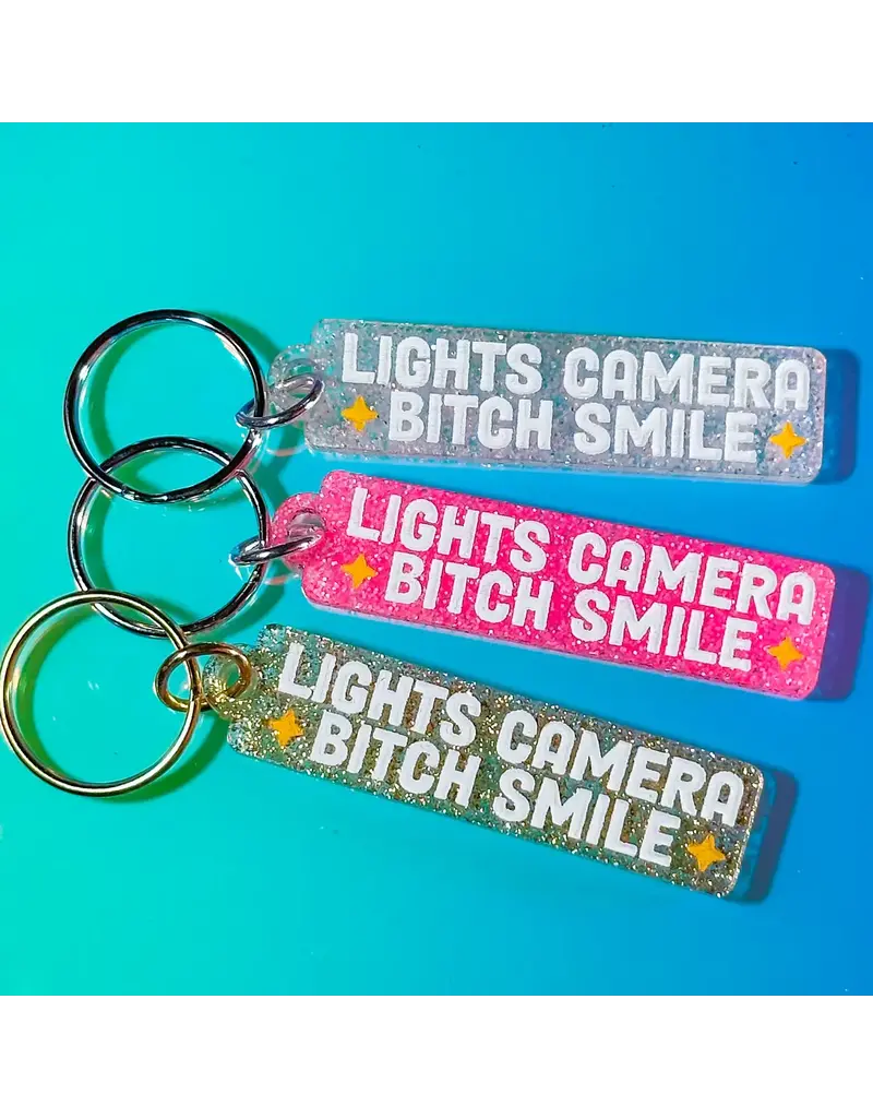 The Hissin Kitten Lights Camera Bitch Smile Glitter Swiftie Keychain