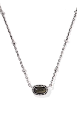 Kendra Scott Mini Elisa Satellite Short Necklace Vintage Silver Golden Obsidian