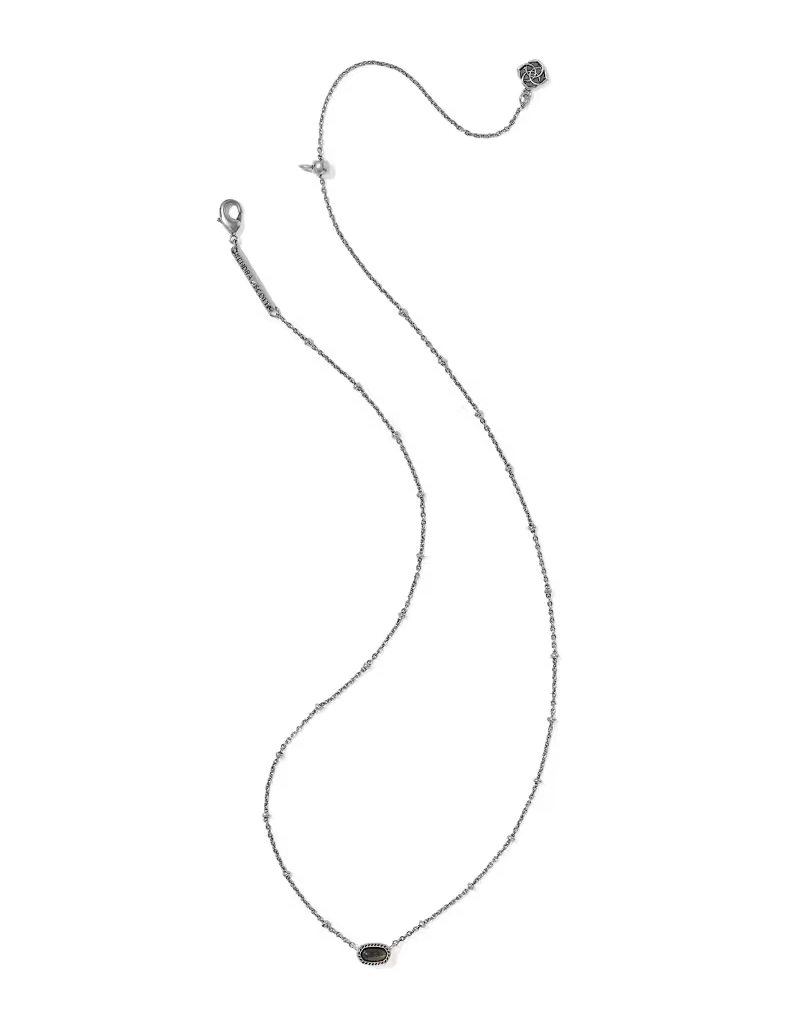 Kendra Scott Mini Elisa Satellite Short Necklace Vintage Silver Golden Obsidian