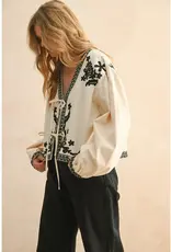 miou muse Floral Patch Bow Top