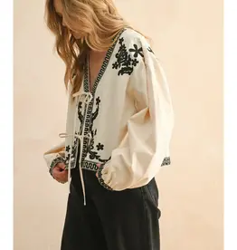 miou muse Floral Patch Bow Top