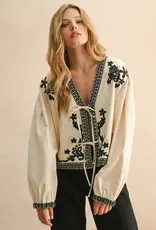 miou muse Floral Patch Bow Top
