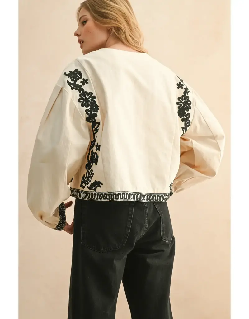 miou muse Floral Patch Bow Top