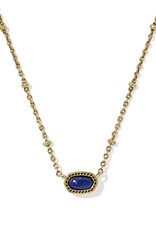 Kendra Scott Mini Elisa Satellite Short Necklace Vintage Gold Blue Lapis