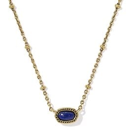 Kendra Scott Mini Elisa Satellite Short Necklace Vintage Gold Blue Lapis