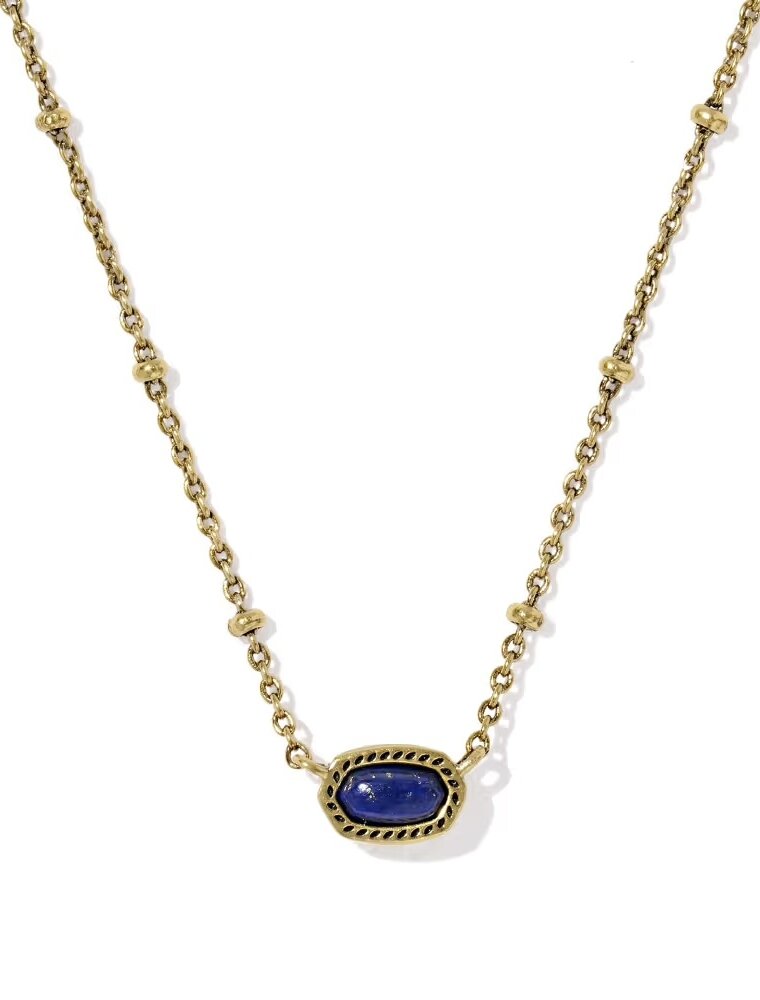 Kendra Scott Mini Elisa Satellite Short Necklace Vintage Gold Blue Lapis