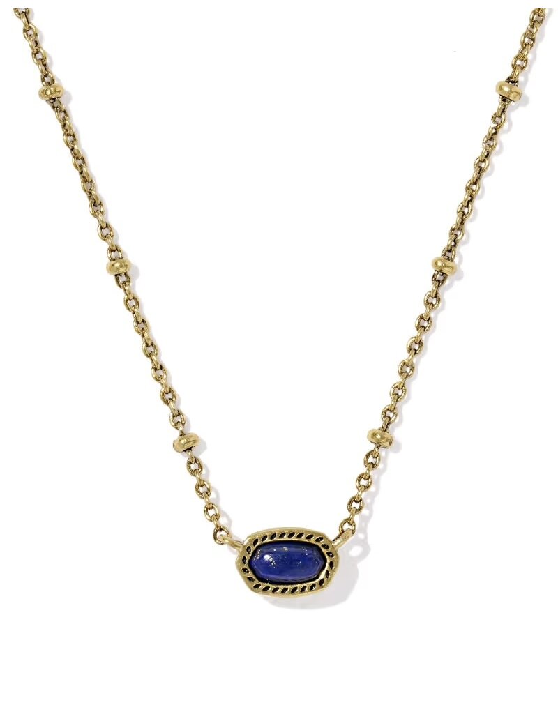 Kendra Scott Mini Elisa Satellite Short Necklace Vintage Gold Blue Lapis