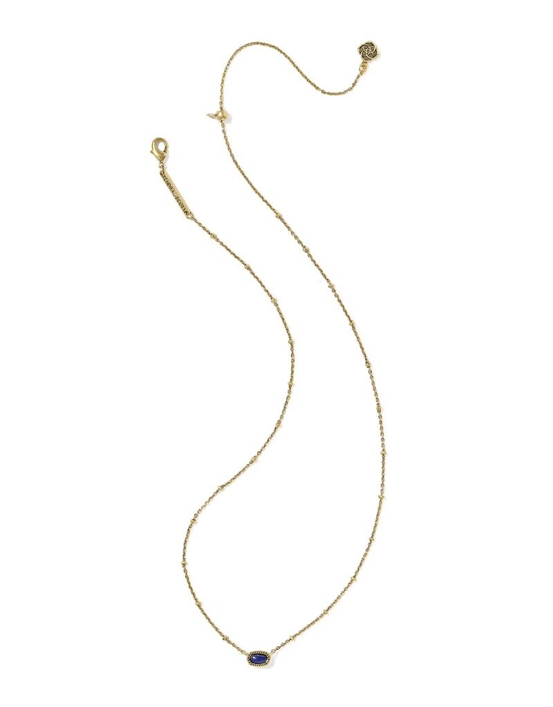 Kendra Scott Mini Elisa Satellite Short Necklace Vintage Gold Blue Lapis