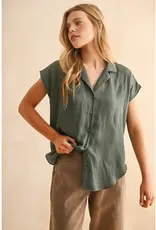 miou muse Button Down Cap Sleeve Top
