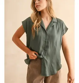 miou muse Button Down Cap Sleeve Top