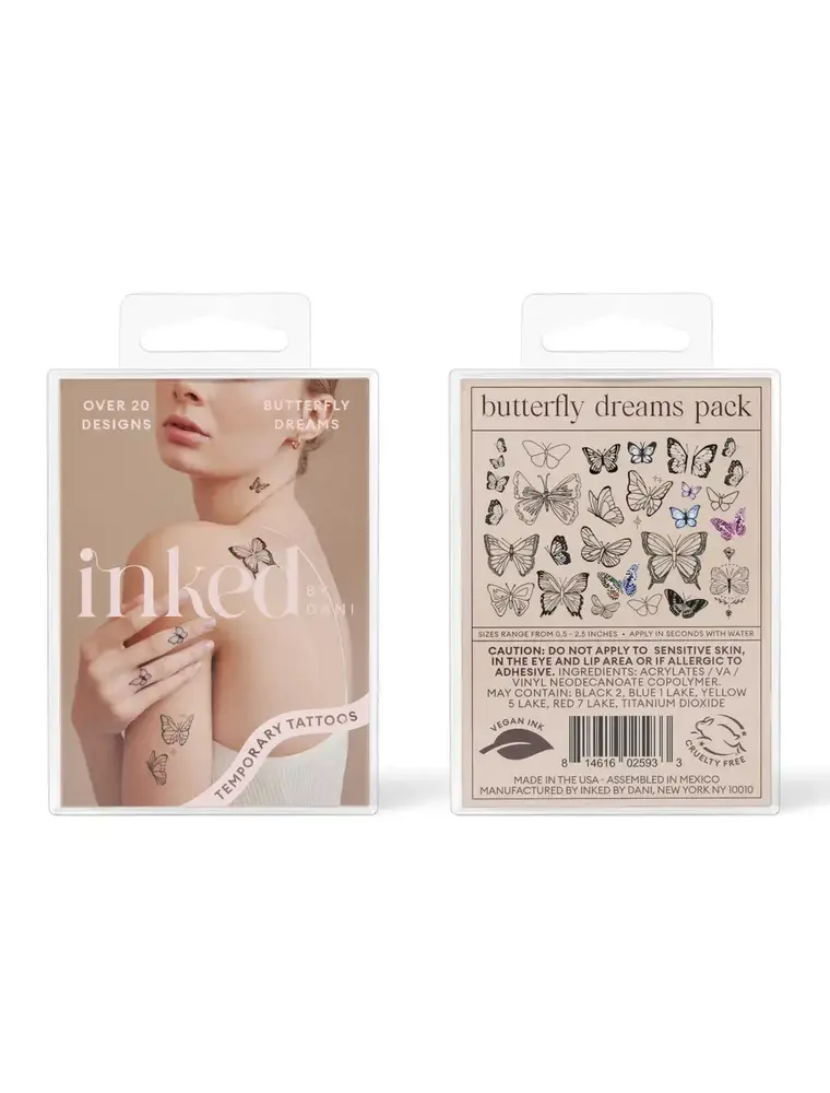 inkd by dani Hand Drawn Temporary Tattoos (butterfly dreams pack)