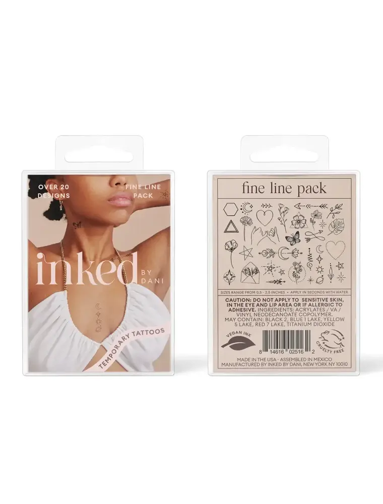 inkd by dani Hand Drawn Temporary Tattoos (fine line pack)