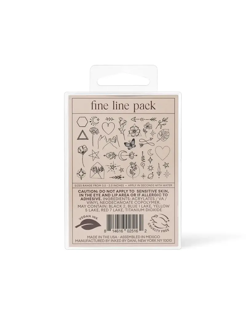 inkd by dani Hand Drawn Temporary Tattoos (fine line pack)