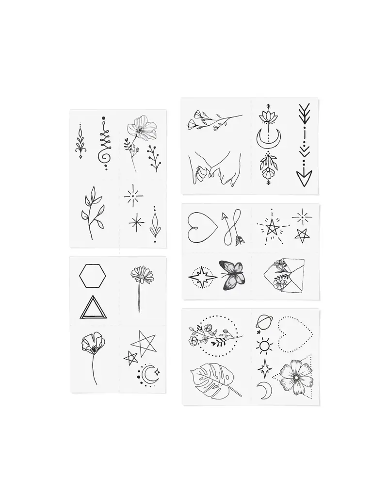 inkd by dani Hand Drawn Temporary Tattoos (fine line pack)