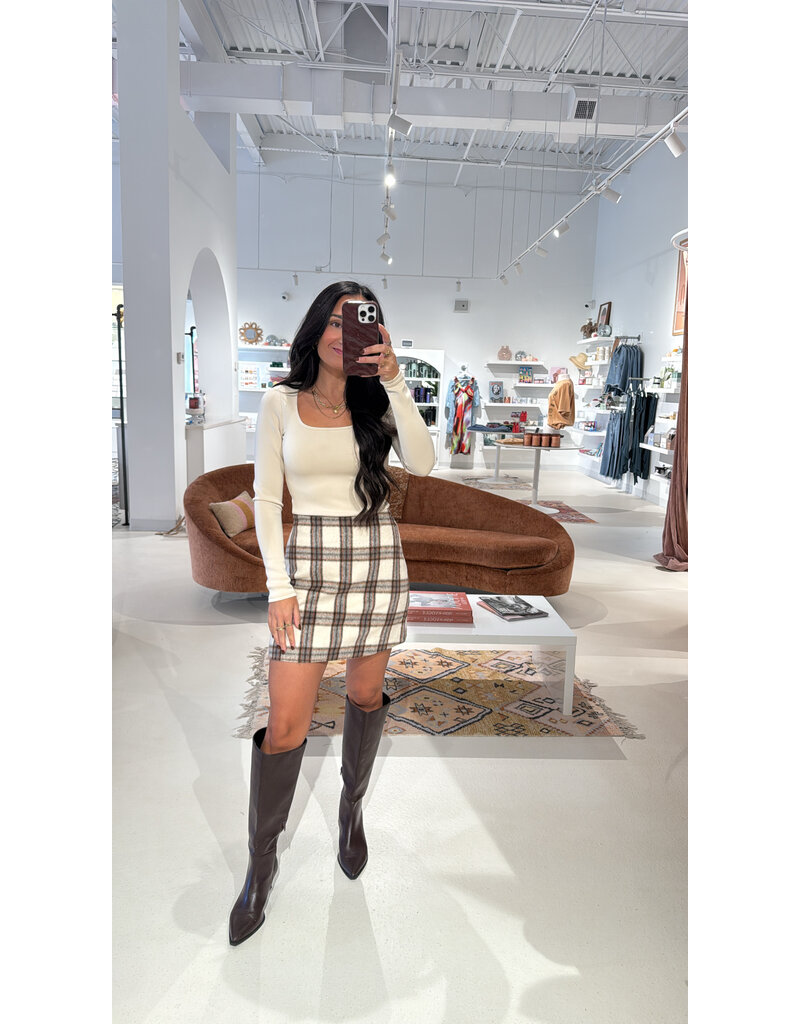 Sadie & Sage Manhattan Hush Plaid Mini Skirt