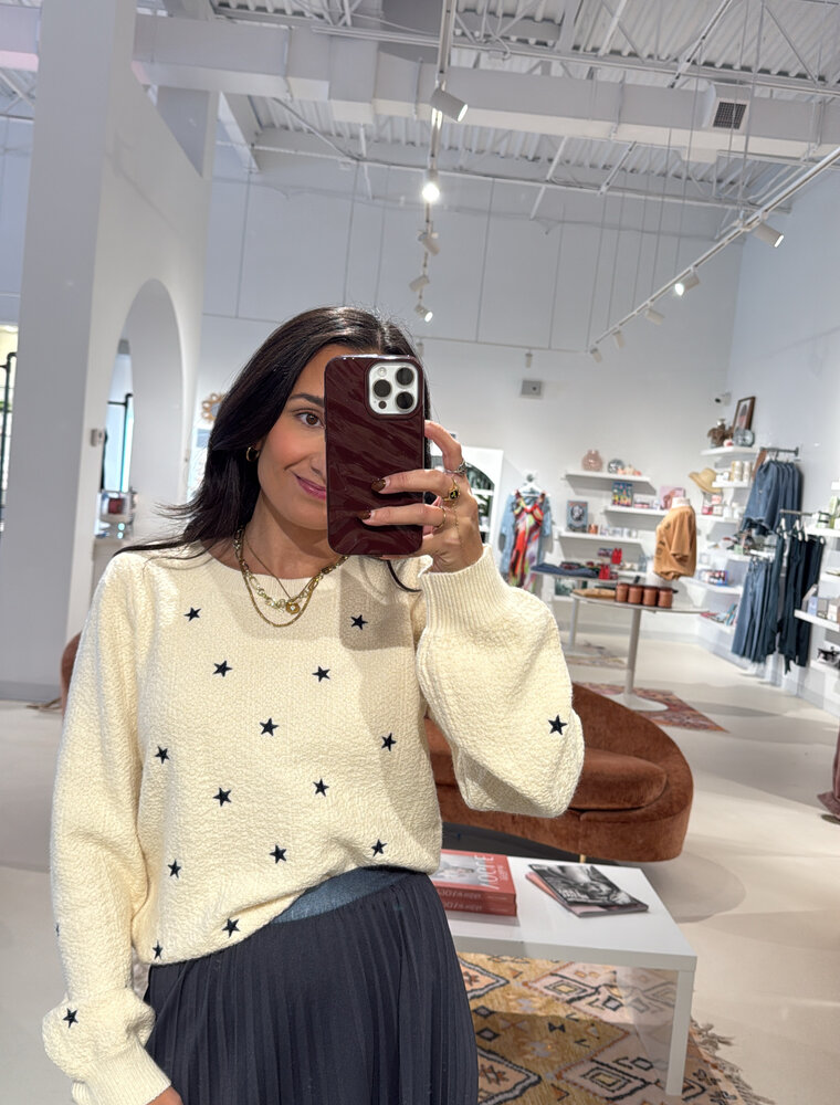 Sadie & Sage Twinkle Star Embroidered Sweater
