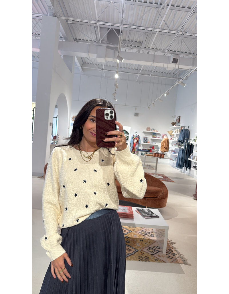 Sadie & Sage Twinkle Star Embroidered Sweater