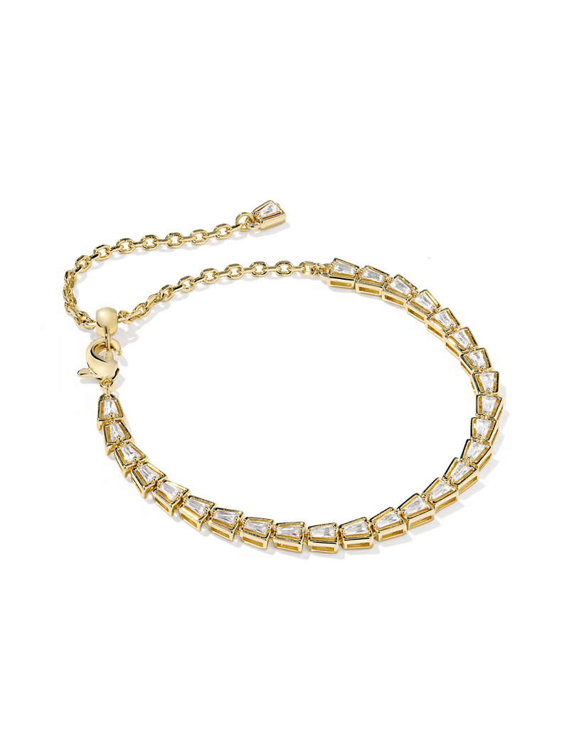 Kendra Scott Bella Tennis Bracelet Gold Metal White CZ
