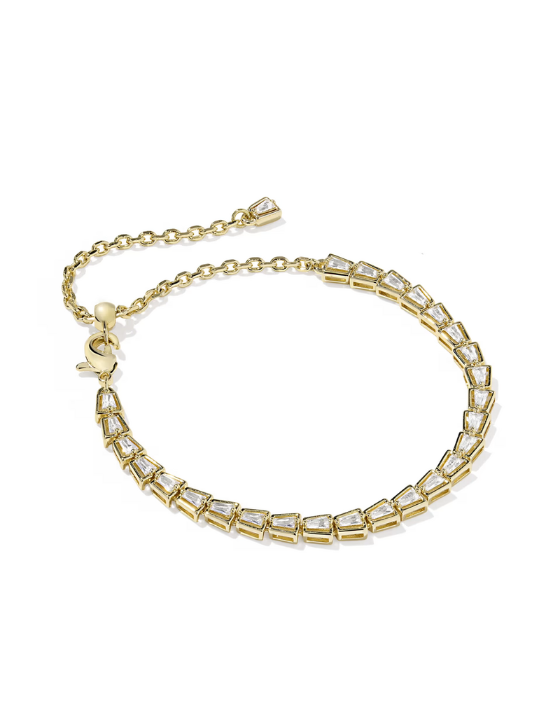 Kendra Scott Bella Tennis Bracelet Gold Metal White CZ