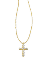 Kendra Scott Cross Crystal Pendant Necklace Gold White Crystal
