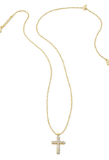 Kendra Scott Cross Crystal Pendant Necklace Gold White Crystal