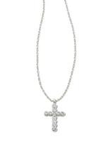 Kendra Scott Cross Crystal Pendant Necklace Silver White Crystal