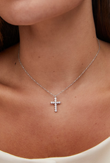 Kendra Scott Cross Crystal Pendant Necklace Silver White Crystal
