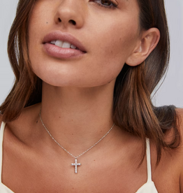 Kendra Scott Cross Crystal Pendant Necklace Silver White Crystal