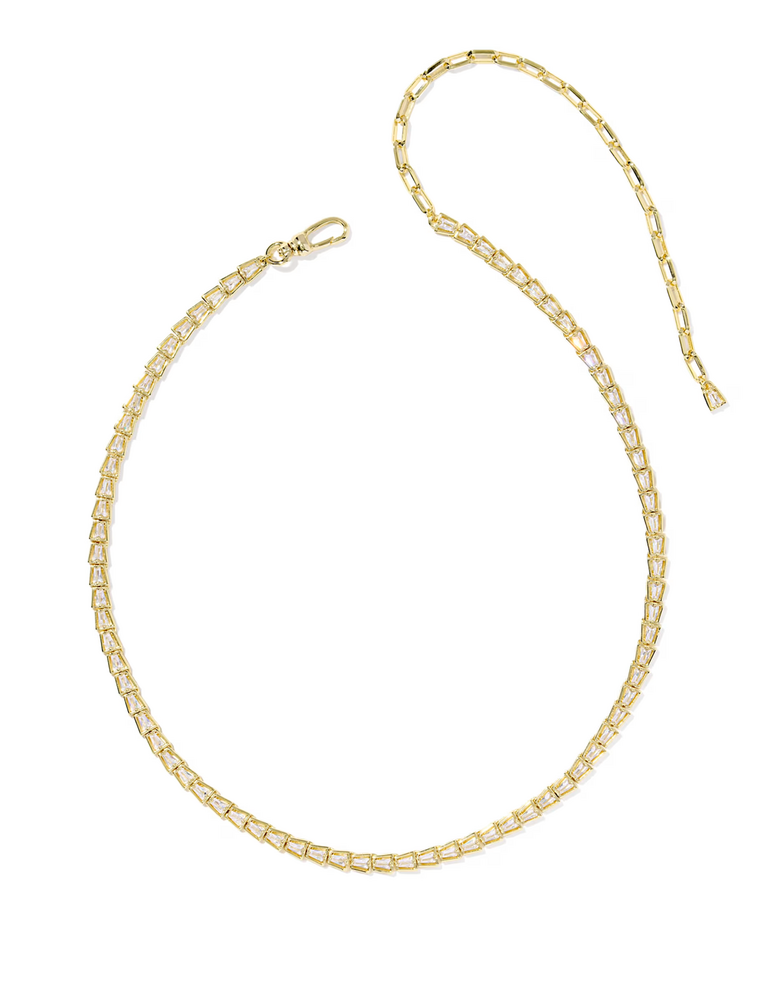 Kendra Scott Bella Tennis Necklace Gold White Metal CZ