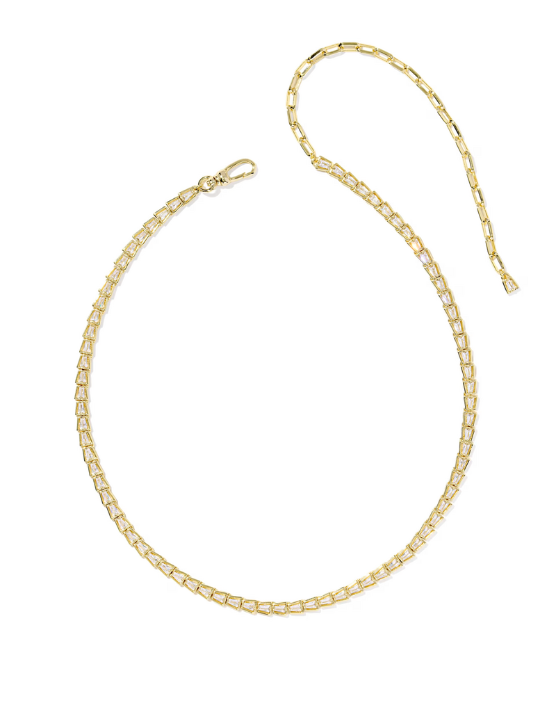Kendra Scott Bella Tennis Necklace Gold White Metal CZ
