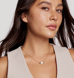 Kendra Scott Elisa Bezel Pendant Necklace Gold Ivory MOP