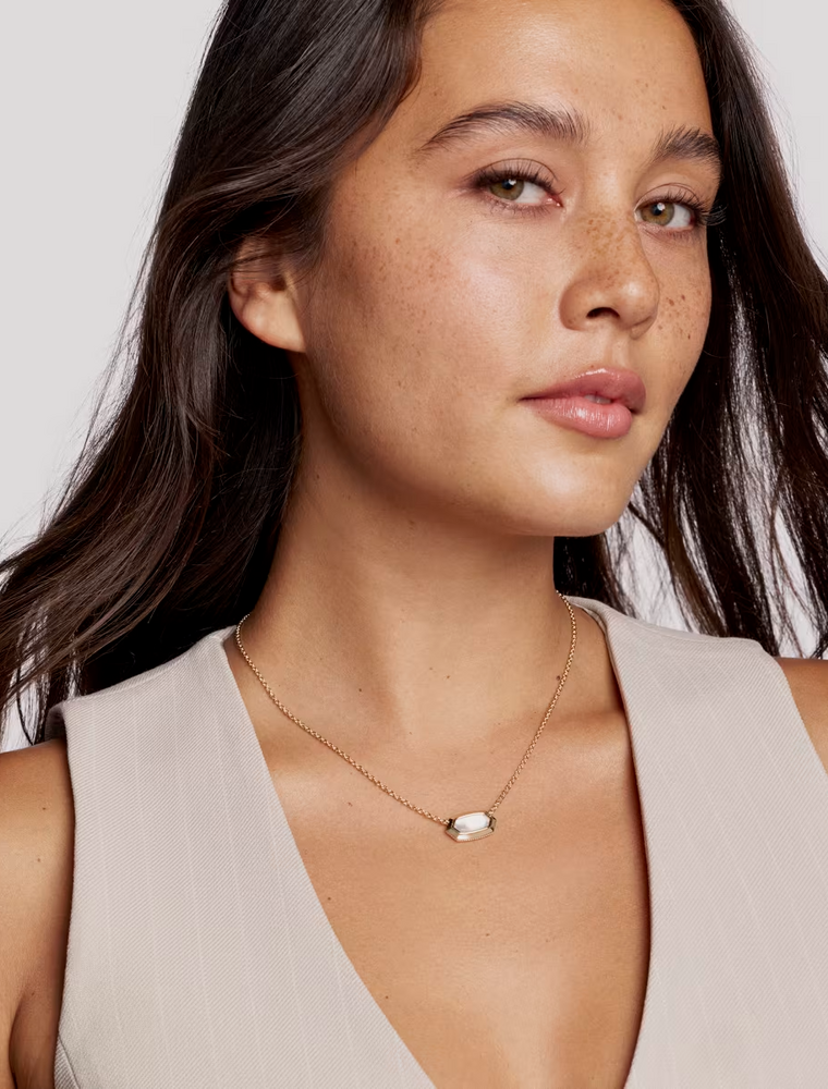 Kendra Scott Elisa Bezel Pendant Necklace Gold Ivory MOP
