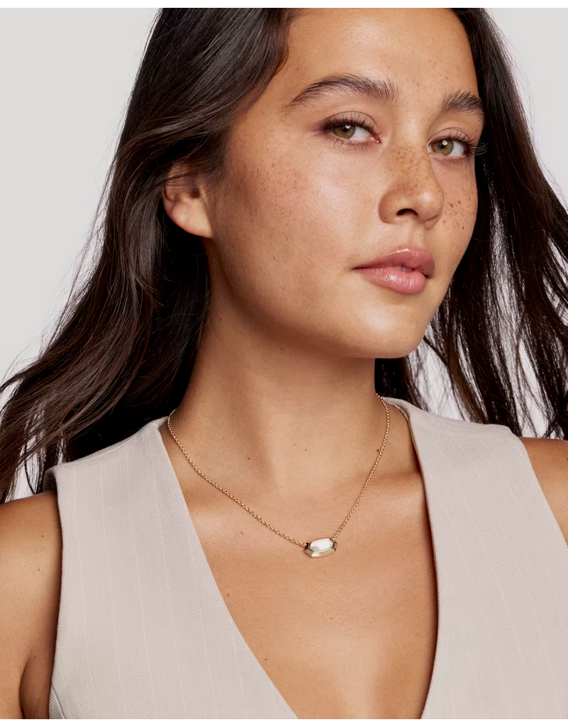 Kendra Scott Elisa Bezel Pendant Necklace Gold Ivory MOP