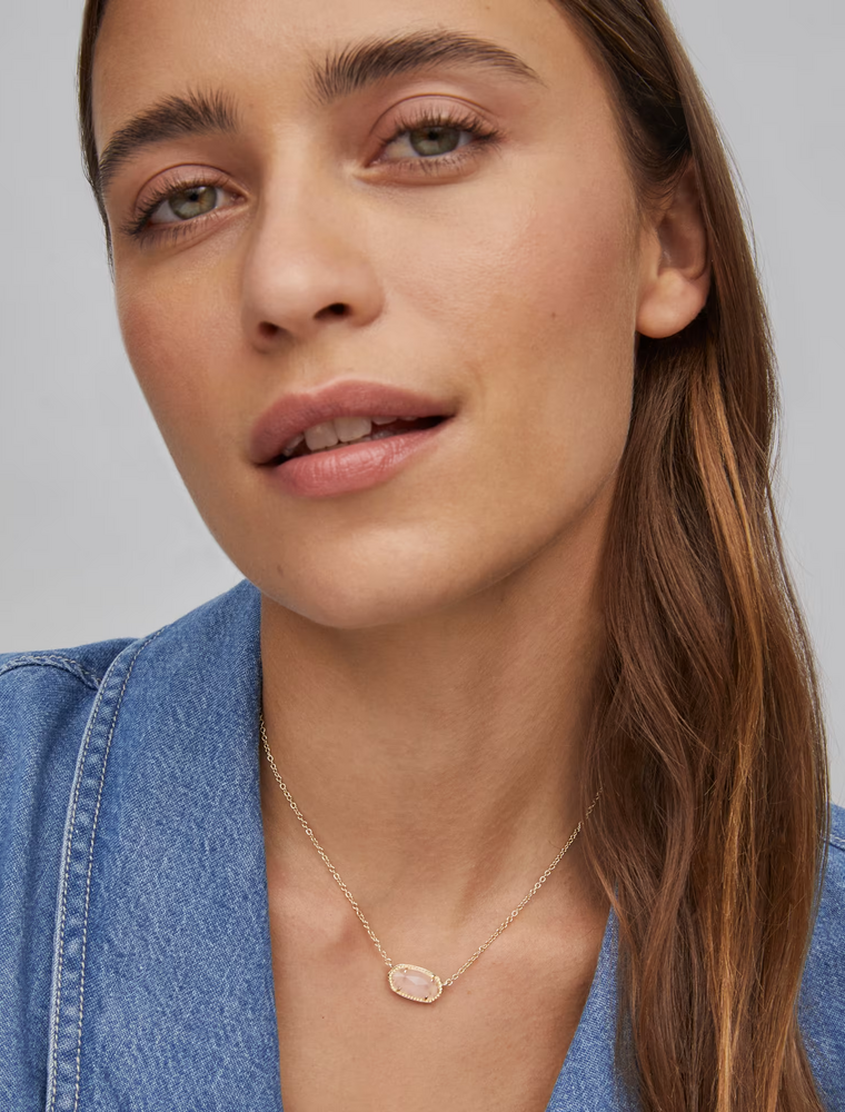 Kendra Scott Elisa Necklace Gold Rose Quartz Necklace