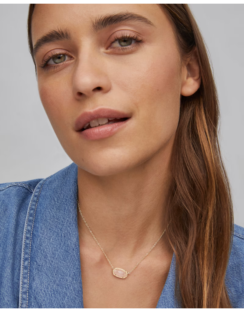 Kendra Scott Elisa Necklace Gold Rose Quartz Necklace