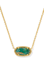 Kendra Scott Elisa Necklace Gold Bronze Veined Malachite Necklace