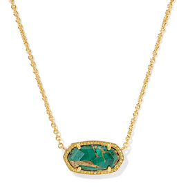 Kendra Scott Elisa Necklace Gold Bronze Veined Malachite Necklace