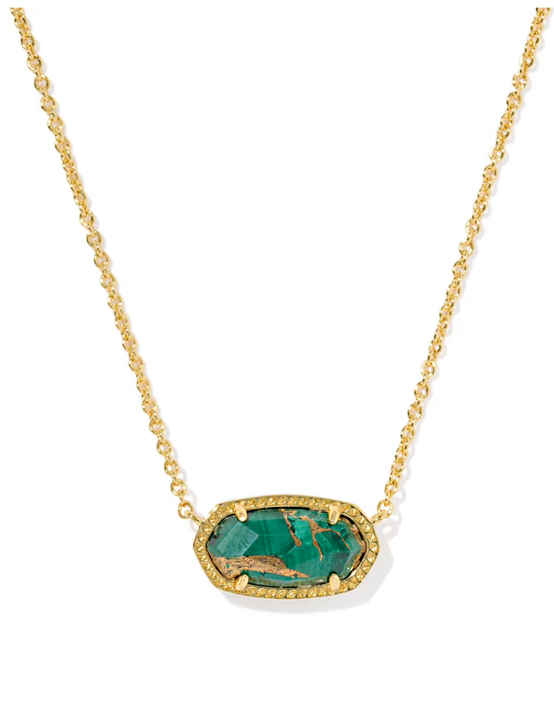 Kendra Scott Elisa Necklace Gold Bronze Veined Malachite Necklace