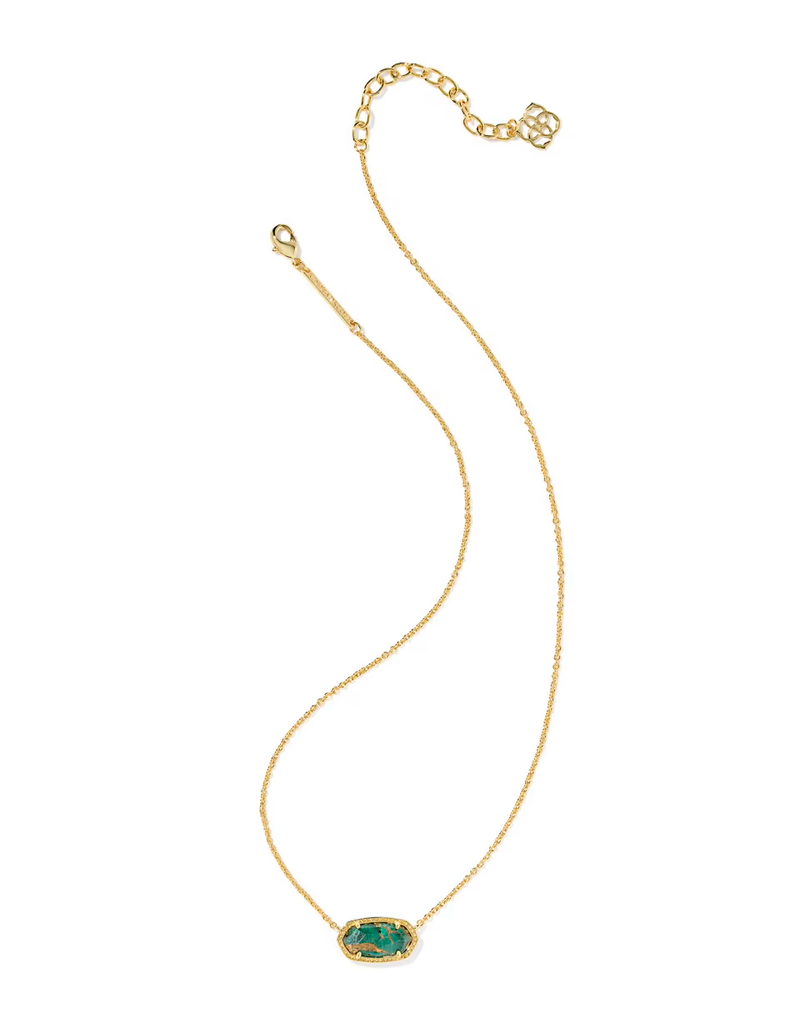 Kendra Scott Elisa Necklace Gold Bronze Veined Malachite Necklace