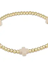 ENEWTON Signature Cross Pattern Gold 3mm Bracelet Off White
