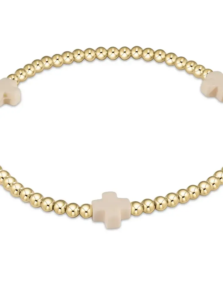 ENEWTON Signature Cross Pattern Gold 3mm Bracelet Off White