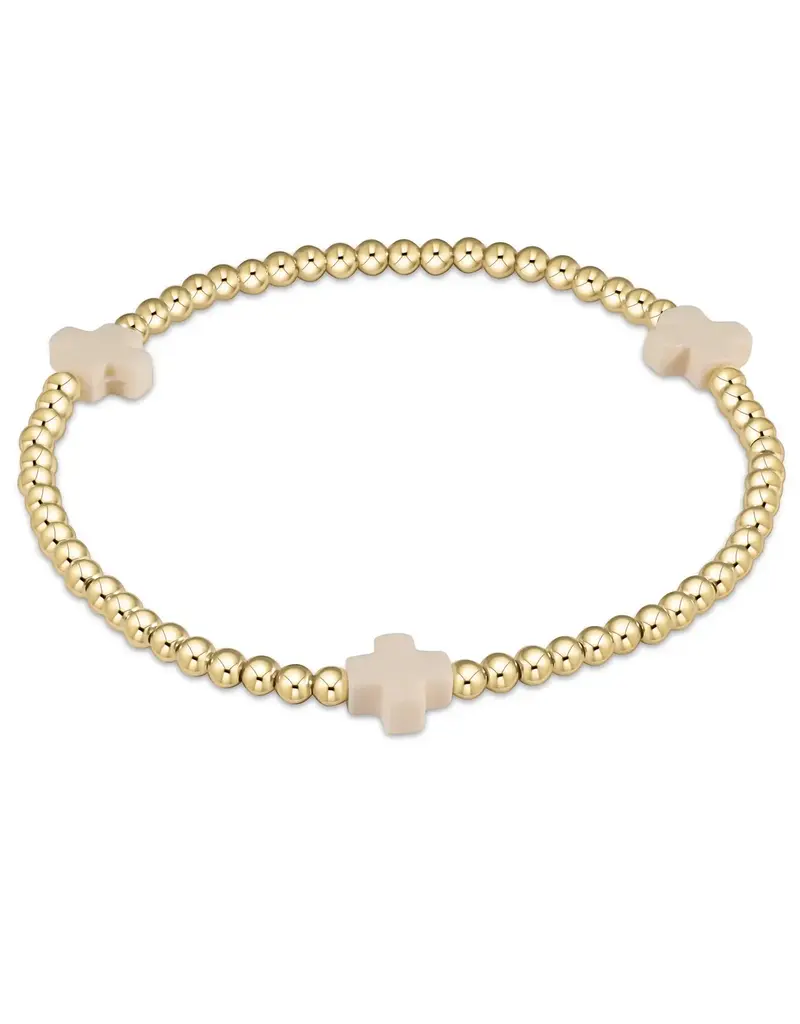 ENEWTON Signature Cross Pattern Gold 3mm Bracelet Off White