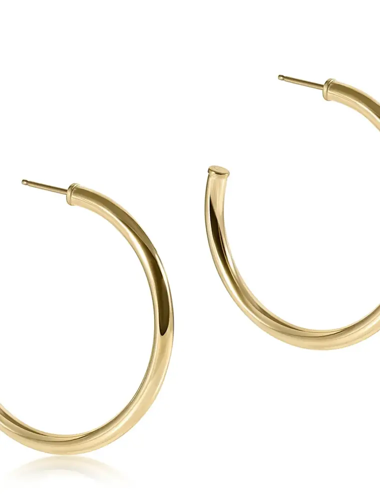 ENEWTON Round Gold 1.5" Post Hoop 3MM Smooth Earrings
