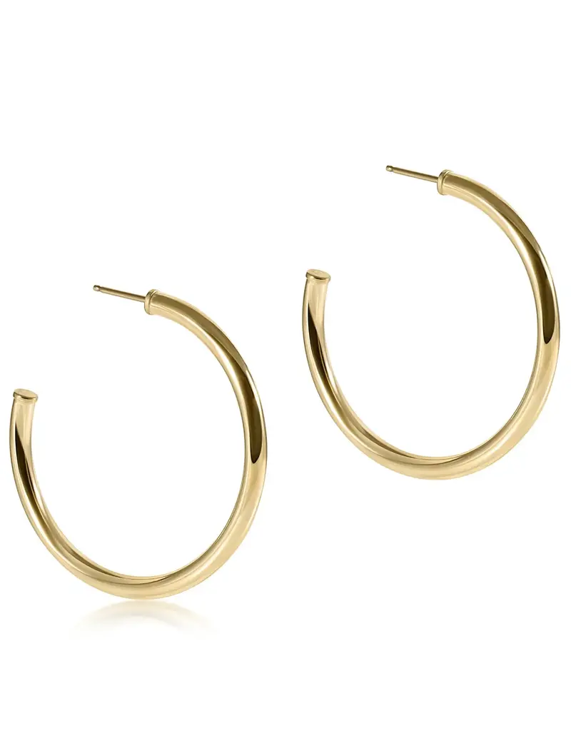 ENEWTON Round Gold 1.5" Post Hoop 3MM Smooth Earrings