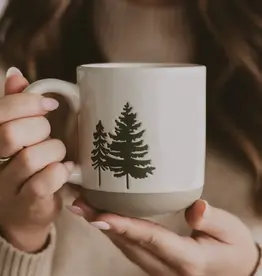 Sweet Water Decor Green Trees Stoneware 14 oz. Coffee Mug