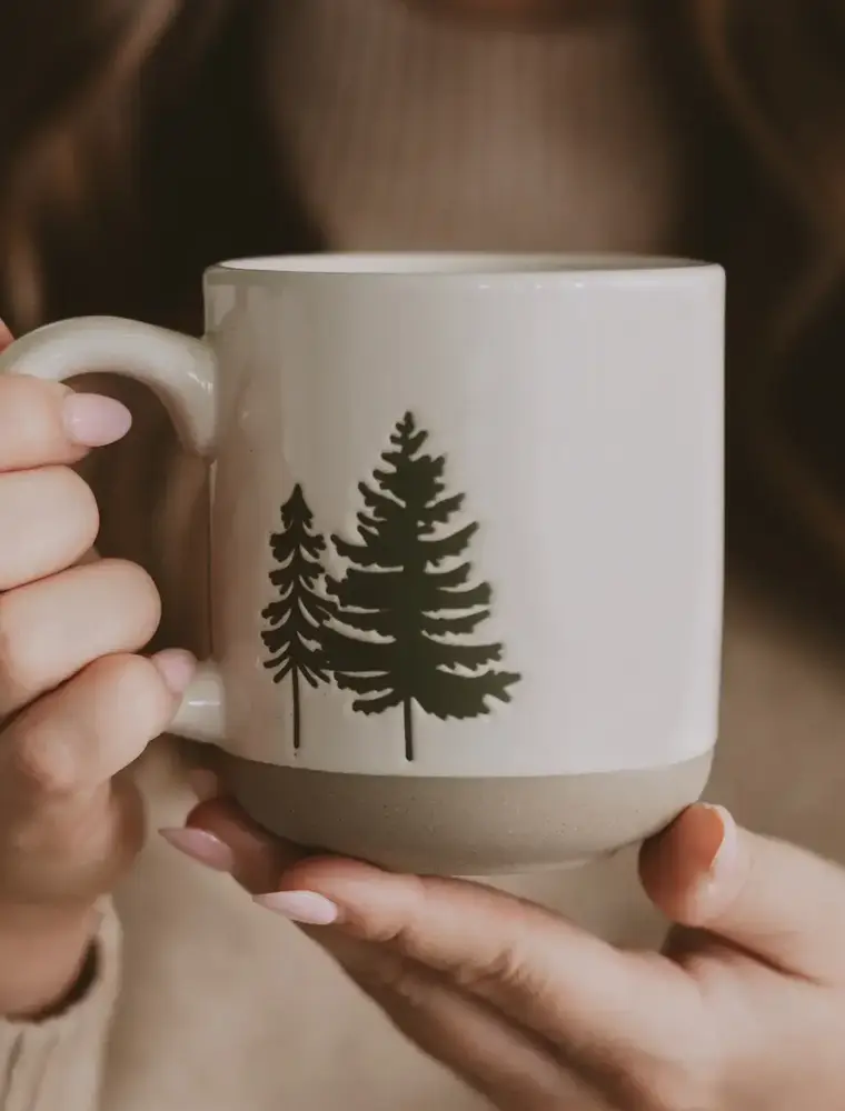 Sweet Water Decor Green Trees Stoneware 14 oz. Coffee Mug