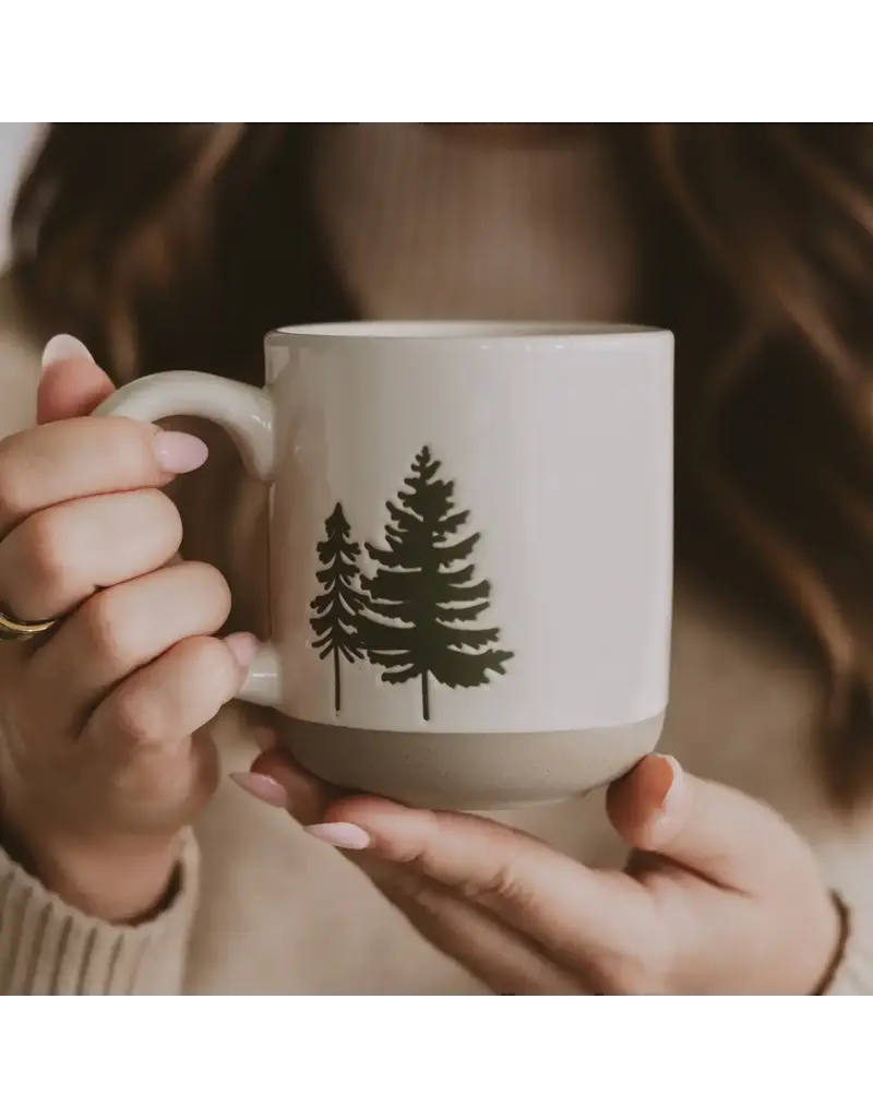 Sweet Water Decor Green Trees Stoneware 14 oz. Coffee Mug