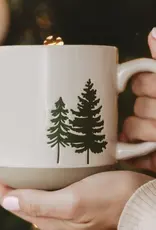 Sweet Water Decor Green Trees Stoneware 14 oz. Coffee Mug